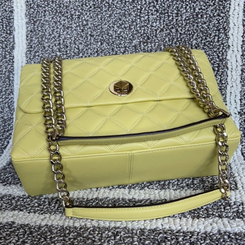 Kate Spade Natalia Smooth Leather Medium Flap Shoulder Bag Frosty Lime - Picture 8 of 16